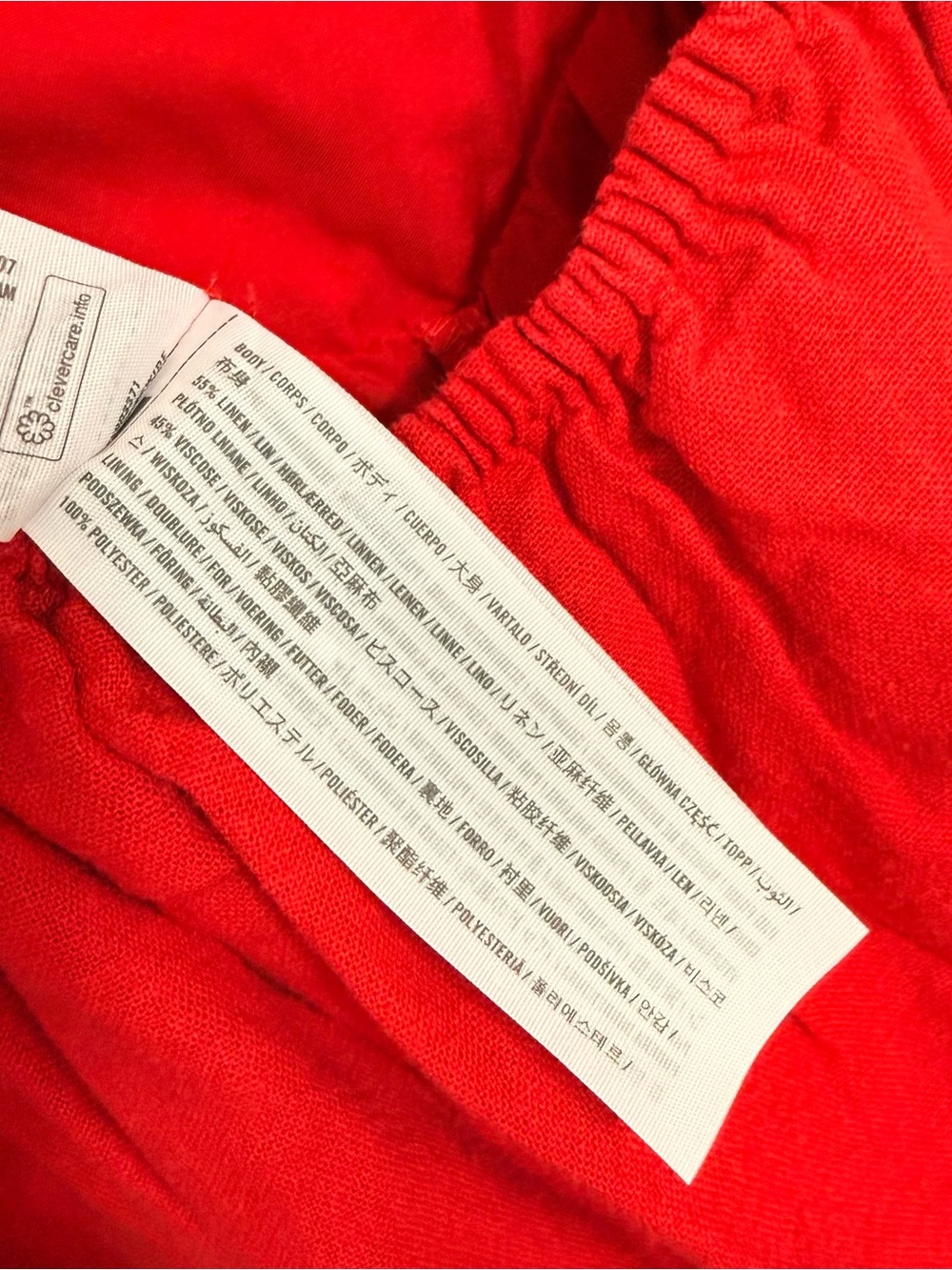 Red Classic Linen Summer Mini Dress M with build-in-cups - Picture 5 of 5